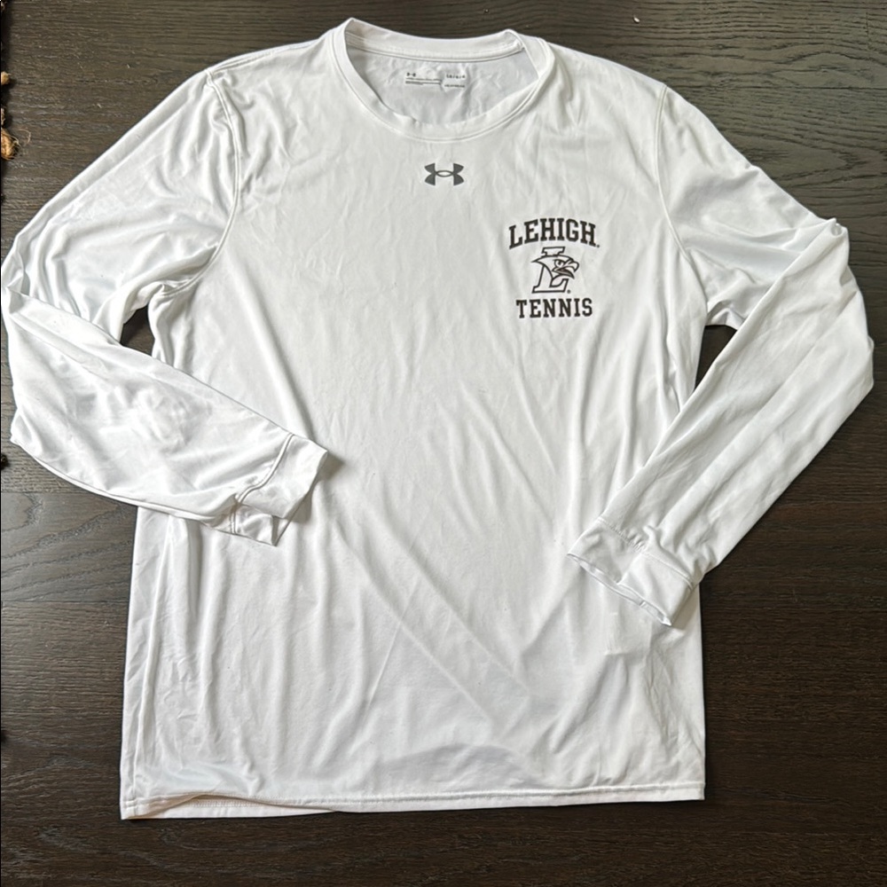 Under Armour White Long Sleeve Lehigh Tennis Performance Tee